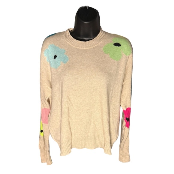 Brodie Cashmere Sweaters - Brodie Cashmere 100% Cashmere Sweater Pink Colorblock Size S